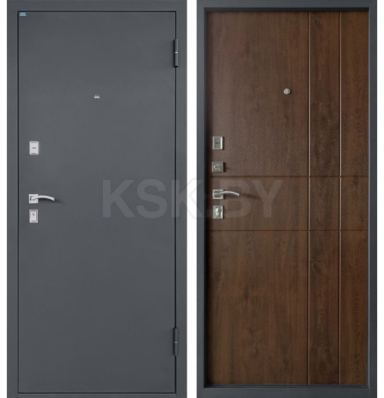 Дверь входная "Титан Антеро" Антрацит/Дуб темный (правая)  960х2050 мм