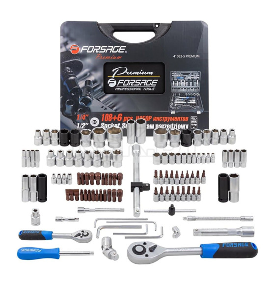 Набор Головок и Бит 108+6пр.1/4''1/2''(6гр.) Forsage (27802) 