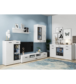 Шкаф витрина навесной GLOSS (белый/белый глянец) НК-мебель 71373112