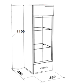 Шкаф витрина навесной GLOSS (белый/белый глянец) НК-мебель 71373112