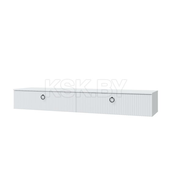 Тумба навесная "Шарлиз" 1800 с 2 ящиками (белое сияние/белый снег) МЛК 630-0427-05 (630-0427-05) 