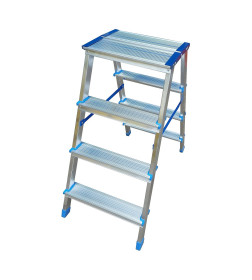 Лестница-стремянка алюминиевая двухсторонняя  с увеличенной площадкой  4 ступени TARKO