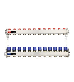 Группа коллекторная с балансировочными клапанами ВР 1", на 13 контуров 3/4" EK, нержавеющая сталь VARMEGA VM15512