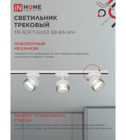 Светильник трековый TR-SOFT-GX53 SB-BS-WH под GX53 дымчатый плафон (белый) IN HOME 4690612058023
