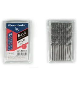 Сверло по металлу  6,0x93 мм HSS-R (упак. 10 шт.) RENNBOHR BASIC PROM 461060