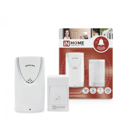 Звонок беспроводной ЗБ-1 32 мелодии, 120 м, с кнопкой белый IN HOME 4690612013299