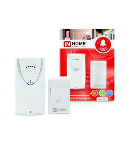 Звонок беспроводной ЗБ-1 32 мелодии, 120 м, с кнопкой белый IN HOME 4690612013299
