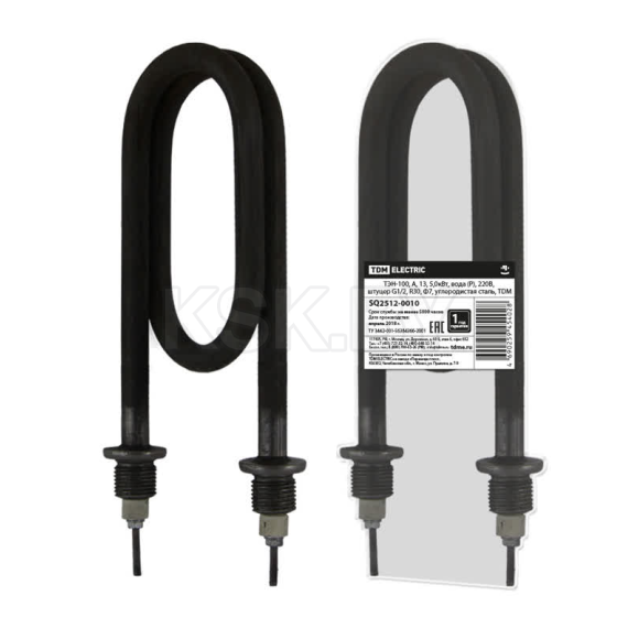 ТЭН-100, А, 13, 5,0кВт, вода (Р), 220В, штуцер G1/2, R30, Ф7, углеродистая сталь, TDM (SQ2512-0010) 