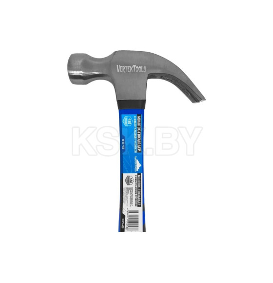Молоток-гвоздодер 450 гр фибергласовая обрезиненная рукоятка Vertextools 10-25-450 (10-25-450) 