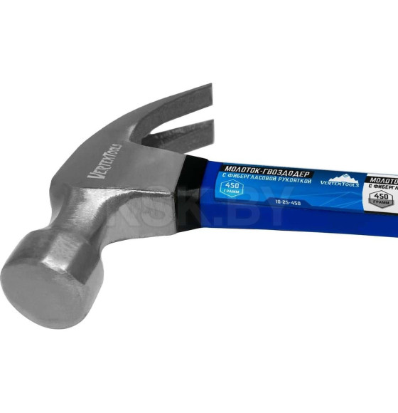 Молоток-гвоздодер 450 гр фибергласовая обрезиненная рукоятка Vertextools 10-25-450 (10-25-450) 
