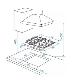 Газовая варочная панель ZORG HAG62 FDW black