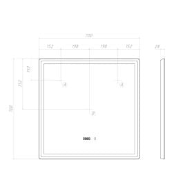 Зеркало с подсветкой Vigo Geometry Luxe 700х700х30мм бесконтактное