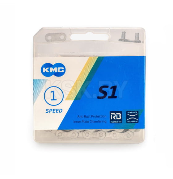 Цепь велосипедная S1 RB, 1/2"х1/8"х112L (в боксе) KMC S1RB (S1RB) 