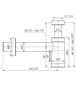 Сифон Ани бутылочный 11/4х40 черный BRB1004BL