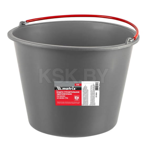 Ведро строительное пластмассовое 20 л ударопрочное, обрезиненная ручка Matrix 81464 (81464) 