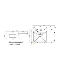 Мойка ARFEKA ECO AR 780*500 L BLACK PVD NANO