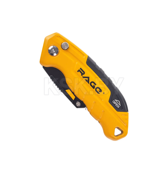 Нож строительный выдвижной RAGE 19 мм, трапециевидное лезвие SK5 (831116) 