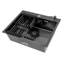 Комплект ARFEKA ECO AR мойка 600*500, коландер, дозатор BLACK DECOR MILLET GRAINS (ECO AR 600*500+CL AR+DS AR BLACK DE) 