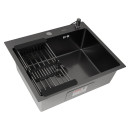 Комплект ARFEKA ECO AR мойка 600*500, коландер, дозатор BLACK DECOR VOLCANIC ROCK (ECO AR 600*500+CL AR+DS AR BLACK DE) 