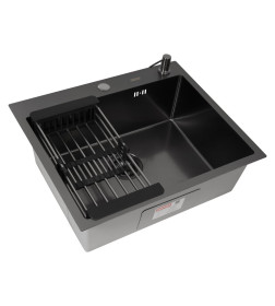 Комплект ARFEKA ECO AR мойка 600*500, коландер, дозатор BLACK DECOR VOLCANIC ROCK