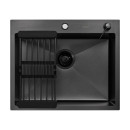Комплект ARFEKA ECO AR мойка 600*500, коландер, дозатор BLACK DECOR VOLCANIC ROCK (ECO AR 600*500+CL AR+DS AR BLACK DE) 