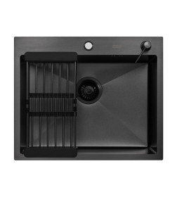 Комплект ARFEKA ECO AR мойка 600*500, коландер, дозатор BLACK DECOR VOLCANIC ROCK