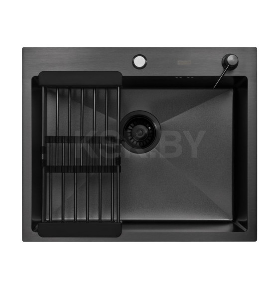 Комплект ARFEKA ECO AR мойка 600*500, коландер, дозатор BLACK DECOR VOLCANIC ROCK (ECO AR 600*500+CL AR+DS AR BLACK DE) 