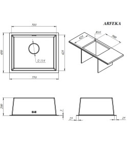 Мойка ARFEKA ECO AR 550*450 BLACK PVD NANO DECOR VOLCANIC ROCK