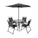 Комплект садовой мебели PICNIC (стол, 4 кресла, зонт), серый/черный (118429) 