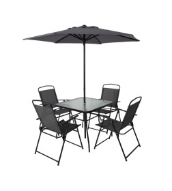 Комплект садовой мебели PICNIC (стол, 4 кресла, зонт), серый/черный