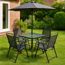 Комплект садовой мебели PICNIC (стол, 4 кресла, зонт), серый/черный (118429) 