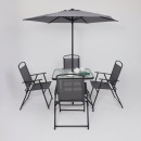 Комплект садовой мебели PICNIC (стол, 4 кресла, зонт), серый/черный (118429) 