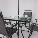 Комплект садовой мебели PICNIC (стол, 4 кресла, зонт), серый/черный (118429) 