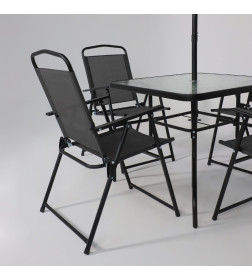 Комплект садовой мебели PICNIC (стол, 4 кресла, зонт), серый/черный