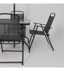 Комплект садовой мебели PICNIC (стол, 4 кресла, зонт), серый/черный