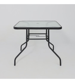 Комплект садовой мебели PICNIC (стол, 4 кресла, зонт), серый/черный