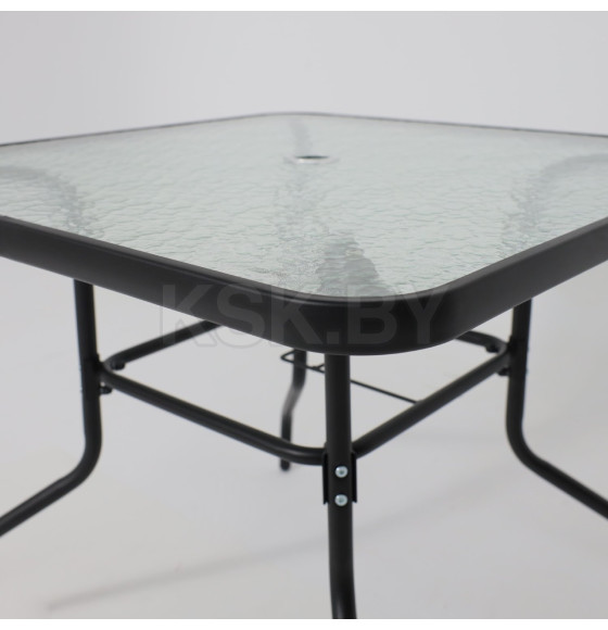 Комплект садовой мебели PICNIC (стол, 4 кресла, зонт), серый/черный (118429) 