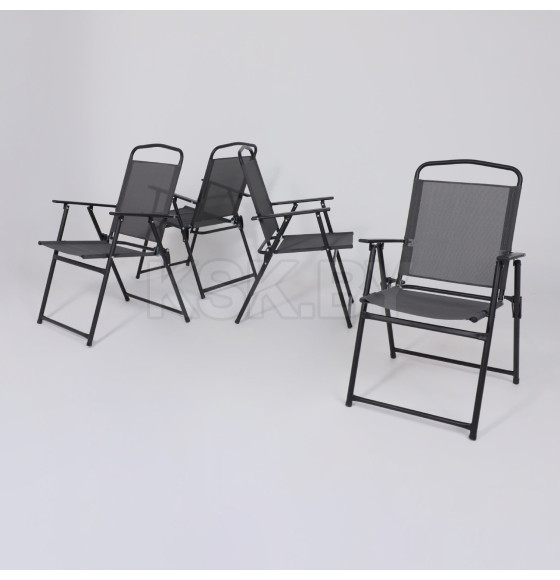 Комплект садовой мебели PICNIC (стол, 4 кресла, зонт), серый/черный (118429) 