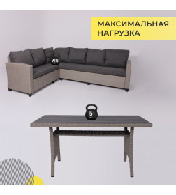 Комплект садовой мебели ROSEWOOD (диван 2шт, стол 1шт), серый