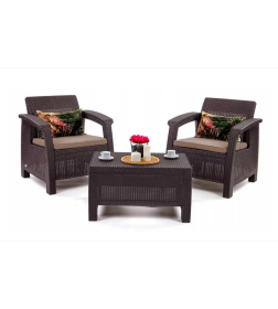 Комплект мебели Keter Corfu Weekend (2 кресла и 1 столик), коричневый
