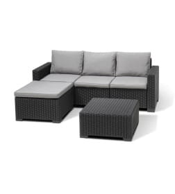 Набор садовой мебели (трёхместный диван, пуф, столик) California 3 Modular, графит
