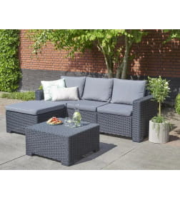 Набор садовой мебели (трёхместный диван, пуф, столик) California 3 Modular, графит