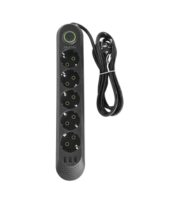 Сетевой фильтр QUMO Power Bar Light SPFS 5 розеток 2500Вт 10A кабель 2м 3*USB-A черный