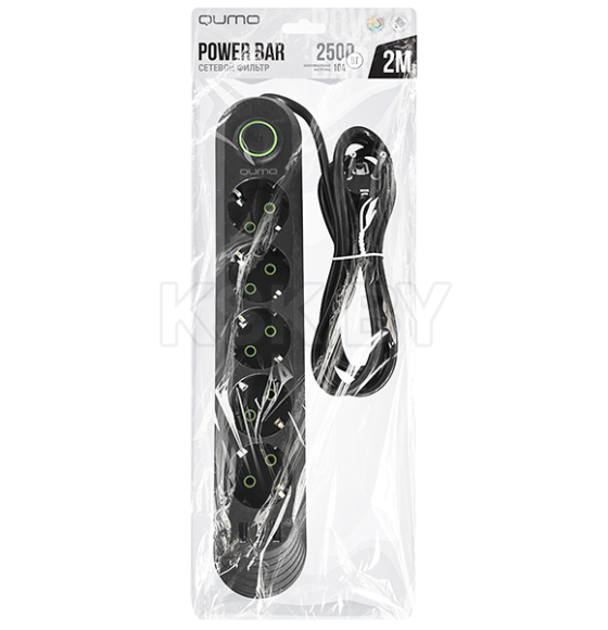 Сетевой фильтр QUMO Power Bar Light SPFS 5 розеток 2500Вт 10A кабель 2м 3*USB-A черный (Q51553) 