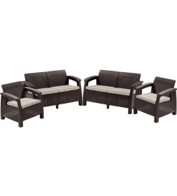 Комплект садовой мебели (два двухместный дивана, два кресла) Corfu II Rest, коричневый