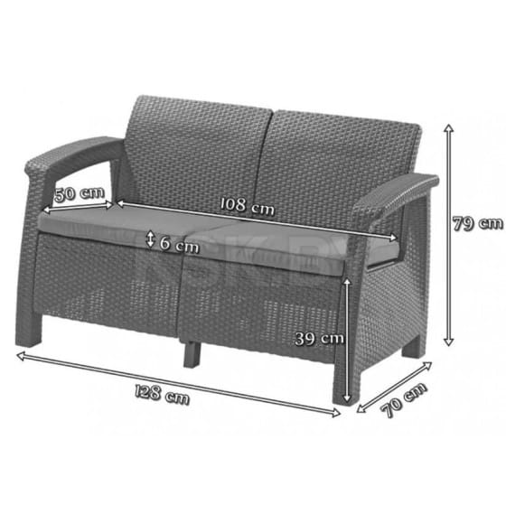 Комплект садовой мебели (два двухместный дивана, два кресла) Corfu II Rest, коричневый (258951) 