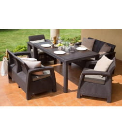 Комплект садовой мебели (два двухместный дивана, два кресла) Corfu II Rest, коричневый