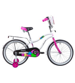 Велосипед NOVATRACK 20", CANDY, белый, полная защита цепи, тормоз нож., сумочка на руль, крылья и ба