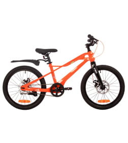 Велосипед NOVATRACK 20" LYNX. Магнезиевая рама, оранж,защ.цепи, диск.тормоз, подножка, заднее крыло