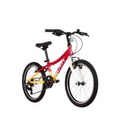 Велосипед NOVATRACK 20" KATRINA, алюм.рама, жёлтый-красный, 6-скор, TY21/TS38, V-brake